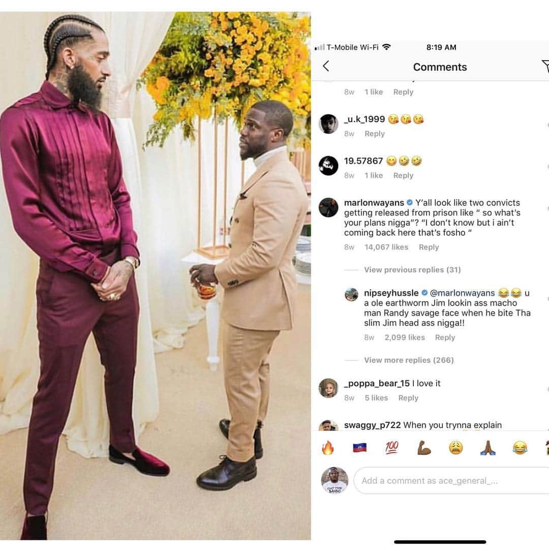 マーロン・ウェイアンズさんのインスタグラム写真 - (マーロン・ウェイアンズInstagram)「Hey @nipseyhussle I’m gonna mourn you today out of absolute respect and love ... BUT brother when i get to heaven I’m gonna clap back and roast your ass. Love you man. #peacefuljourney say what up to Pac, Big & Hev doe me」4月12日 0時05分 - marlonwayans