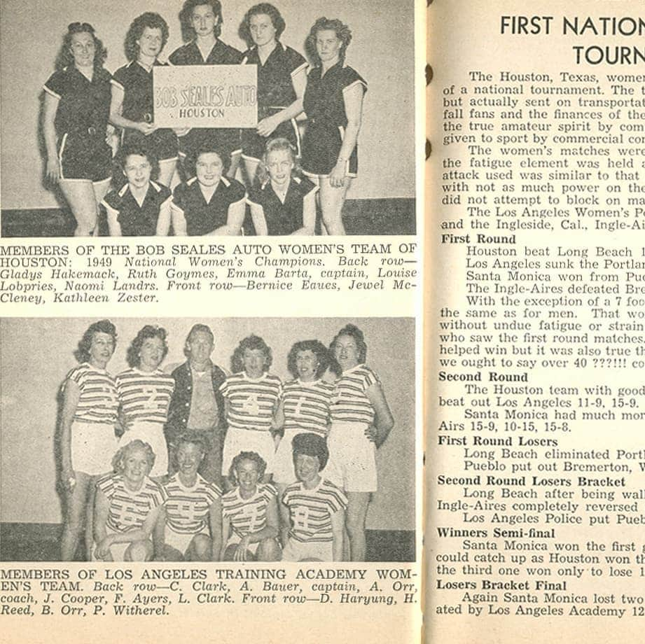 USA Volleyballさんのインスタグラム写真 - (USA VolleyballInstagram)「Photos of two of the 1st women's teams to compete at USVBA's (now USAV) national championships in 1948. Text reads "The women's matches were spaced over three days so that the fatigue element was held at a minimum. The passing and attack used was similar to that of the men's teams, but obviously with not as much power on the spike and therefore most teams did not attempt to block." We've come a LONG way. 💪 #tbt」4月12日 3時17分 - usavolleyball