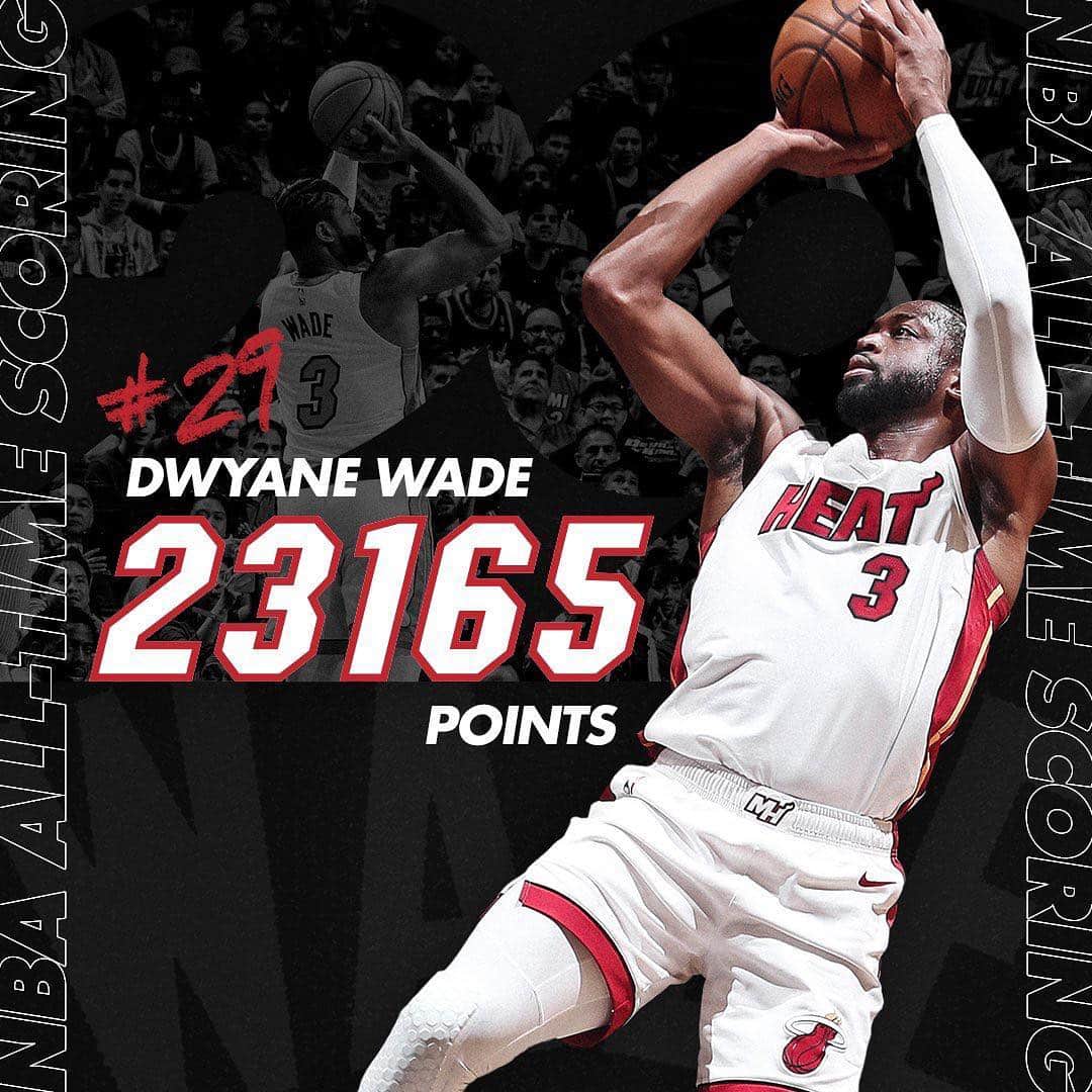 Miami HEATさんのインスタグラム写真 - (Miami HEATInstagram)「With 25 points in his career finale @DwyaneWade solidified himself in 29th place on the NBA's All-Time Scoring List!  Congrats, #FatherPrime! #L3GACY」4月12日 4時36分 - miamiheat