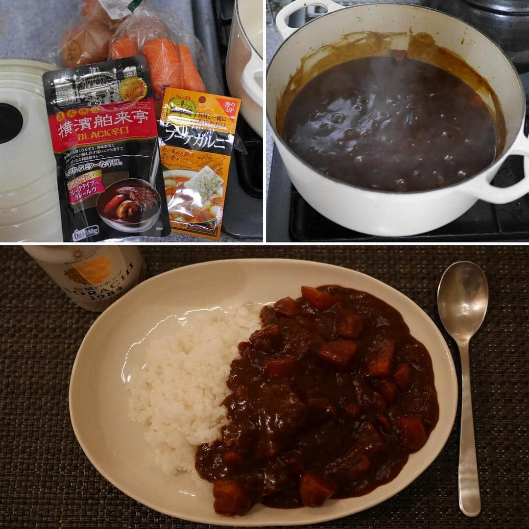 くろさんのインスタグラム写真 - (くろInstagram)「晩ご飯はカレー🍛 #おつカレー #横濱舶来亭 #BLACK辛口 #しびれるビターな辛口 #とけやすいフレークタイプのカレールウ #辛旨 #男子ごはん」4月12日 20時11分 - m6bmw