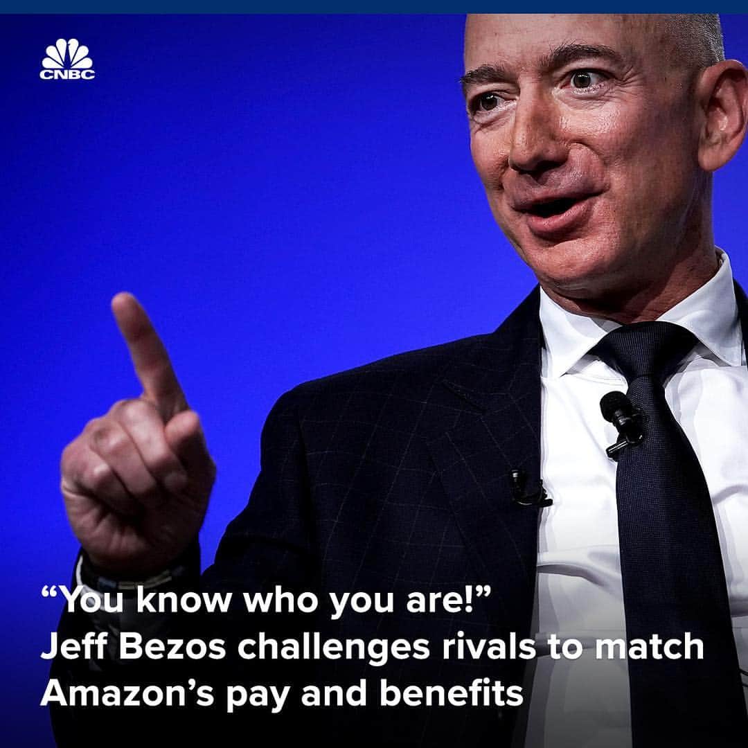 CNBCさんのインスタグラム写真 - (CNBCInstagram)「It’s Amazon vs. Walmart, and this time they’re sparring over worker pay — and corporate taxes. 🥊⁣⠀ ⁣⠀ Amazon CEO Jeff Bezos challenged other retailers to match his company’s pay and benefits, saying it’s the “kind of competition that will benefit everyone.”⁣⠀ ⁣⠀ Walmart, one of Amazon’s biggest retail competitors, responded over Twitter. The company’s executive vice president of corporate affairs shared an article pointing out that Amazon paid $0 in federal taxes on more than $11 billion in profits last year. 💰⁣⠀ ⁣⠀ To read more about the corporate squabble, visit the link in bio.⁣⠀ *⁣⠀ *⁣⠀ *⁣⠀ *⁣⠀ *⁣⠀ *⁣⠀ *⁣⠀ *⁣⠀ #walmart #amazon #retail #shopping #minimumwage #taxes #bezos #jeffbezos #business #businessnews #cnbc⁣⠀」4月12日 12時53分 - cnbc
