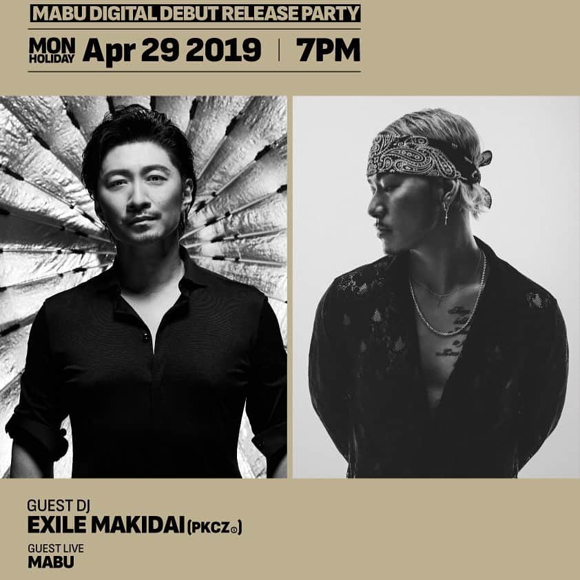 MAKIDAIさんのインスタグラム写真 - (MAKIDAIInstagram)「04.29.MON BEFORE HOLIDAY GW+TOKYO DAY.4 -MABU DIGITAL DEBUT RELEASE PARTY-  GUEST DJ : EXILE MAKIDAI (PKCZ®) GUEST LIVE : MABU  7PM-3AM DOOR : 3,000YEN ADV : 2,500YEN  BUY TICKETS [ e+ ] https://eplus.jp/sf/detail/2936870001-P0030001 4.15 MON 10:00~ 4.28 SUN 18:00 [ iFLYER ] https://iflyer.tv/event/313732/ 4.12 FRI 12:30~ 4.28 SUN 18:00 【ATTENTION】  20歳未満の方のご入場は一切お断りさせて頂きます。 入場の際全ての方にIDチェックをさせて頂きますので、顔写真付きの身分証明書（生年月日記載）をお持ち下さい（コピー不可）。 ご本人様と確認出来ない場合にはご入場をお断りする場合がございます。  You must be 20 years or older to enter and a vaild photo ID containing your birthdate is required at the door. Copies are not acceptable. We reserve the right to refuse admission to anyone.  出演者のキャンセル・変更に対してのチケットの払い戻しは一切行いませんので予めご了承下さい。  Please understand that we have a no-refund policy on tickets in which there is a cancellation or an alteration in the performing artist(s). 前売チケットの再発行はいかなる場合でも一切致しません。取り扱いには十分ご注意下さい。 また、お申込後の変更・キャンセルもお受けできませんのでご注意下さい。  We don’t reissue advanced tickets under any condition. Please secure your tickets with the utmost care. Furthermore, we do not accept cancellations or alterations after reservations have been made.  パーティーの雰囲気、PLUSTOKYOの雰囲気にそぐわないお客様は ご入場をお断りする場合がございます。  We may decline entry into our venue if we decide on our discretion that a guest appears to be inappropriate for a particular party, or for PLUSTOKYO.  会場内外において、他のお客様の迷惑になるような行為を行う、係員の指示に従わない等の方は強制的に退場していただくか入場をお断りする場合があります。  We may decline entry or ask a guest to leave our premise if a guest does not comply with the directions given by our staff, or if a guest acts in a way that makes other customers uncomfortable.  本イベントではモッシュ、ダイブや怪我に繋がる可能性がある危険行為は一切禁止とさせていただきます。 危険行為を行ったお客様には退場等の厳重な措置をとらせていただきます、 また、その場合でのチケット料金・入場料金の払い戻しは一切行いませんので予めご了承ください。  We do not allow mosh pits, diving, or any other actions that could potentially cause injuries at our events. If a guest engages in these actions, he/she will be asked to leave our premise as we take this very seriously.  Furthermore, we do not reimburse ticket fees/entrance fees in the event of such occasions.  全エリア共に、状況により入場を規制をさせていただく場合があります。  There may be restricted admission in each and all areas of the venue.」4月12日 14時03分 - exile_makidai_pkcz