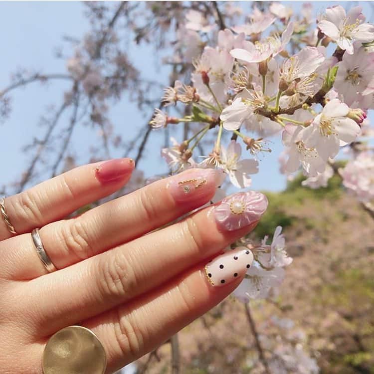 Locariのインスタグラム：「【指先にも桜を咲かせて♡見るたびに心踊る春ネイル】 photo by @chisato_kukuru さん  #春ネイル#ネイル #ネイルデザイン #ネイルサロン #シンプルネイル  #ネイルアート #セルフネイル #マニキュア #ポリッシュ #ネイルポリッシュ  #ネイルカラー #マニキュア #プチプラネイル #大人ネイル #オフィスネイル  #簡単ネイル #上品ネイル #秋ネイル #冬ネイル #ネイル好き #ネイルブック  #ネイルチップ #セルフネイル部 #ネイル好きな人と繋がりたい #おしゃれ  #ファッション #手元倶楽部」