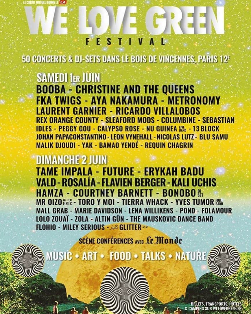 コートニー・バーネットのインスタグラム：「We Love Green Festival, Paris 💚 2nd June!」