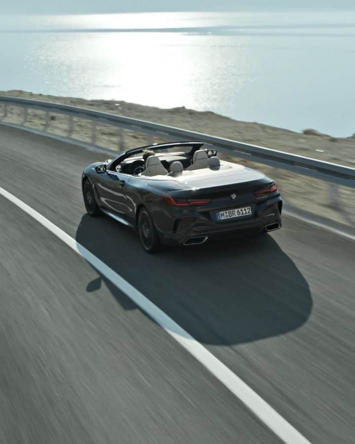 BMWのインスタグラム：「Comfort you deserve wherever you go.  THE 8.  #THE8 #BMW #8Series #Convertible __ BMW M850i xDrive Convertible: Fuel consumption in l/100 km (combined): 10.9 - 10.7*. CO2 emissions in g/km (combined): 246 - 241*. *These figures are preliminary values and have not yet been confirmed. Subject to change. The values of fuel consumptions, CO2 emissions and energy consumptions shown are determined according to the European Regulation (EC) 715/2007 in the version applicable at the time of type approval. The figures refer to a vehicle with basic configuration in Germany and the range shown considers optional equipment and the different size of wheels and tires available on the selected model. The values are already based on the new WLTP regulation and are translated back into NEDC-equivalent values in order to ensure the comparison between the vehicles. For vehicle related taxes or other duties based (at least inter alia) on CO2-emissions the CO2 values may differ to the values stated here. The CO2 efficiency specifications are determined according to Directive 1999/94/EC and the European Regulation in its current version applicable. The values shown are based on the fuel consumption, CO2 values and energy consumptions according to the NEDC cycle for the classification. Further information on the official fuel consumption, the official specific CO2 emissions and the electric energy consumption of new passenger cars can be found in the guidelines on fuel consumption, CO2 emissions and electric energy consumption of new passenger cars which are available free of charge at all retail outlets and from DAT Deutsche Automobil Treuhand GmbH (DAT), Hellmuth-Hirth-Str. 1, 73760 Ostfildern-Scharnhausen, Germany and at http://www.dat.de/angebote/verlagsprodukte/leitfaden-kraftstoffverbrauch.html.」