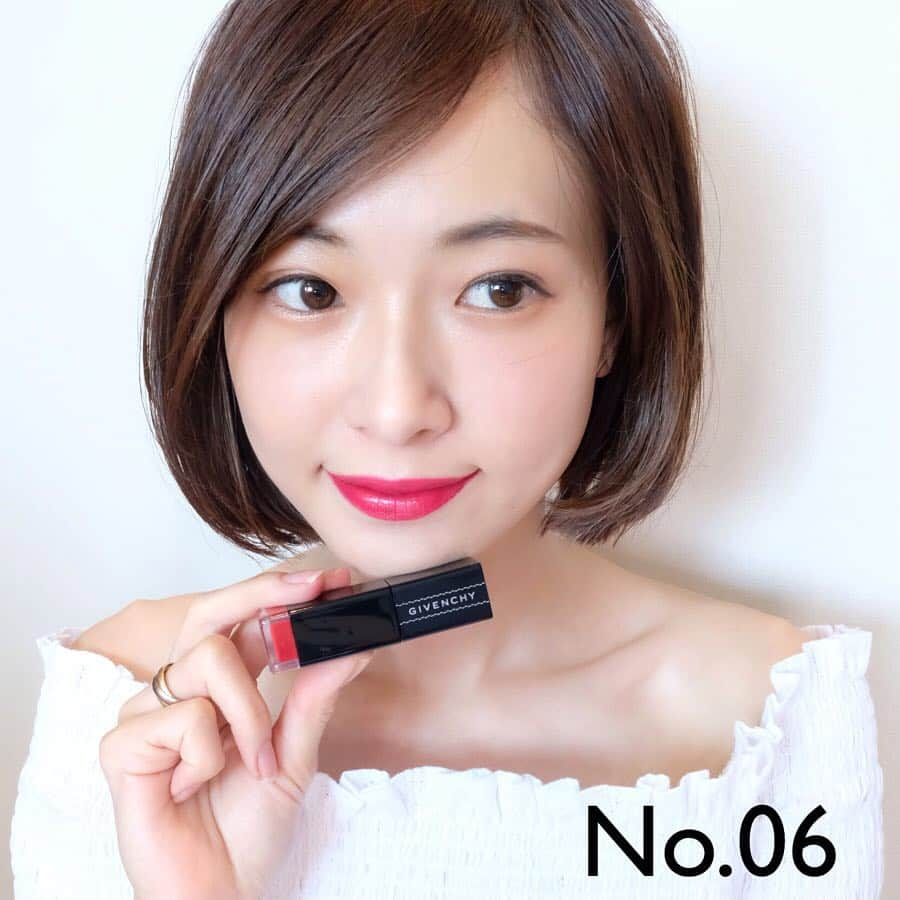 西川瑞希（みずきてぃ）さんのインスタグラム写真 - (西川瑞希（みずきてぃ）Instagram)「@givenchybeauty New Lip...💄鮮やか、華やかでリップをポイントにしたメイクにぴったり// . つけている日はだいたい『みずき、全然リップ落ちないね😳！』と言われるほど//それくらい唇にピタっと密着して1日中そのままの発色をキープしてくれたよ！スルスル〜って伸びてくれる塗り心地も気持ちいいっ . 中でも気に入った色を塗り比べしてみたのですが7番のピンクも新しくてなんだか好きかも💋(品番はスワイプしてみてね) 少しでも参考になれば嬉しいです// . #new #lip #givenchy #makeup #mizukitotalbeauty #vocest! #ジバンシー #アンクルアンテルディ #リップカラー #リップティント #コスメ」4月12日 17時12分 - mizuki_nishikawa_