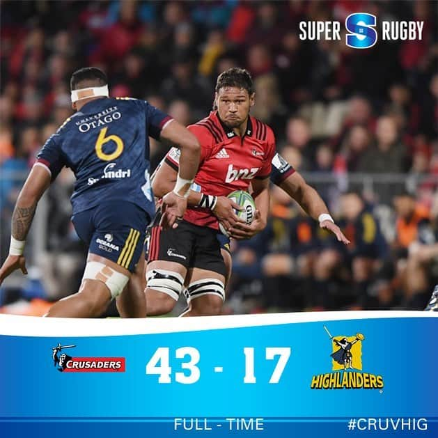 Super Rugbyさんのインスタグラム写真 - (Super RugbyInstagram)「FULL TIME | The Crusaders ran away with the game in a high scoring second half against the Highlanders #superrugby #CRUvHIG」4月12日 18時26分 - superrugby