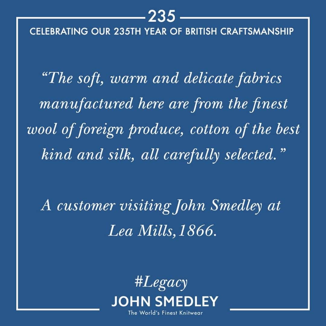 ジョンスメドレーさんのインスタグラム写真 - (ジョンスメドレーInstagram)「235 | Celebrating our legacy of British Craftsmanship. Find out more at www.johnsmedley.com/discover/legacy #1866 #235 #Legacy #BritishCraftsmanship #MadeinEngland」4月12日 18時45分 - johnsmedleyknitwear