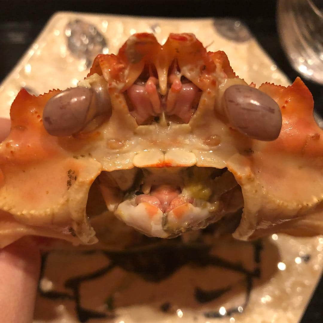 里美ゆりあさんのインスタグラム写真 - (里美ゆりあInstagram)「黄金ガニを食べに赤坂きた福に(*ᴗˬᴗ) この世の中に不満があるとばかりの怒ったお目目だったので蟹さんには悪いけどタレ目にしてみたら。。 んー。。可愛い😆 #きた福#赤坂#黄金ガニ#美味しい#delicious#グルメ#グルメ好きな人と繋がりたい」4月12日 22時47分 - satomiyuria