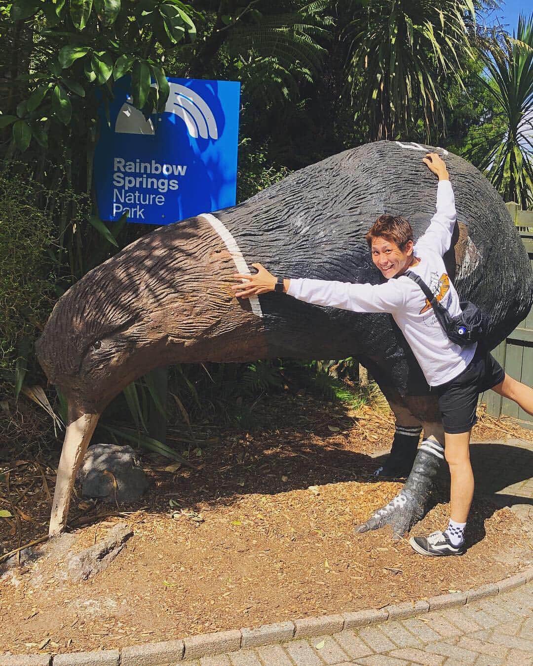 階上実穂さんのインスタグラム写真 - (階上実穂Instagram)「毛刈りショーのあとはRainbow Springsにニュージーランドの国鳥キーウィを見に行ってきたよ🦆🧡 飛べない鳥なんだけど、なぜか彼が一目惚れしてお土産のぬいぐるみコーナーからずっと離れなかったのはここだけの話w」4月12日 23時01分 - miho_ishigami