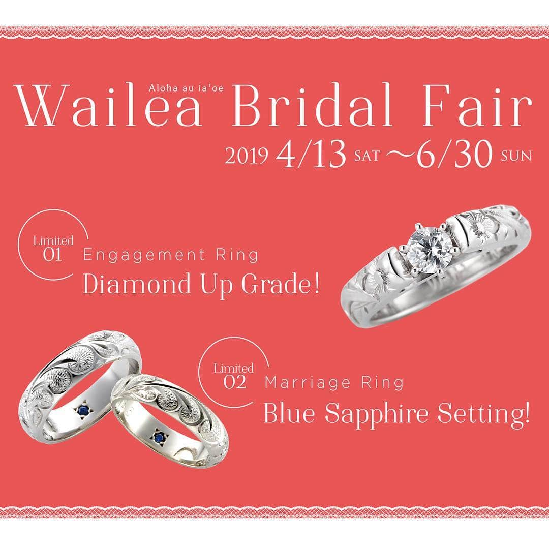 ハワイアンジュエリーのWailea（ワイレア）さんのインスタグラム写真 - (ハワイアンジュエリーのWailea（ワイレア）Instagram)「【Wailea Bridal Fair】春のブライダルフェアを開催中！期間中にご成約いただいた方には、2つの特典をご用意しています💍この機会に、ぜひご来店くださいませ😌 〈婚約指輪〉Diamond Up Grade! 結婚指輪のご成約で、ダイヤモンドを無料でアップグレード。 ＊一部、できないものもございます。 〈結婚指輪〉Blue Sapphire Setting! 結婚指輪をご成約のおふたりには、「サムシングブルー」にちなんで、リングの裏側にブルーサファイアを無料でセット。  #hawaiianjewelry #ハワイアンジュエリー #hawaii #ハワイ #bridalrings #結婚指輪 #婚約指輪 #marriagering #engagementring #sapphire #サファイア #diamond #ダイヤモンド」4月12日 23時23分 - wailea.hawaii