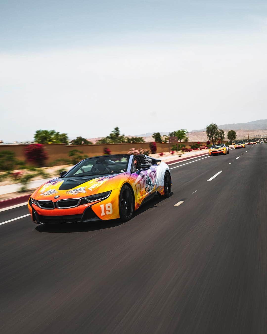 BMWさんのインスタグラム写真 - (BMWInstagram)「Driven by pure joy. The BMW i8 Roadster and BMW i8 Coupé on the #RoadToCoachella. #BMW #BMWi8 #Roadster #coachella #coachellaready __ BMW i8 Roadster: Energy consumption in kWh/100 km (combined): 14.5.Fuel consumption in l/100 km (combined): 2.0.CO2 emissions in g/km (combined): 46. BMW i8 Coupé LCI: Energy consumption in kWh/100 km (combined): 14.0.Fuel consumption in l/100 km (combined): 1.8.CO2 emissions in g/km (combined): 42. The values of fuel consumptions, CO2 emissions and energy consumptions shown were determined according to the European Regulation (EC) 715/2007 in the version applicable at the time of type approval. The figures refer to a vehicle with basic configuration in Germany and the range shown considers optional equipment and the different size of wheels and tires available on the selected model. The values of the vehicles are already based on the new WLTP regulation and are translated back into NEDC-equivalent values in order to ensure the comparison between the vehicles. [With respect to these vehicles, for vehicle related taxes or other duties based (at least inter alia) on CO2-emissions the CO2 values may differ to the values stated here.] The CO2 efficiency specifications are determined according to Directive 1999/94/EC and the European Regulation in its current version applicable. The values shown are based on the fuel consumption, CO2 values and energy consumptions according to the NEDC cycle for the classification. For further information about the official fuel consumption and the specific CO2 emission of new passenger cars can be taken out of the „handbook of fuel consumption, the CO2 emission and power consumption of new passenger cars“, which is available at all selling points and athttps://www.dat.de/angebote/verlagsprodukte/leitfaden-kraftstoffverbrauch.html.」4月13日 0時03分 - bmw