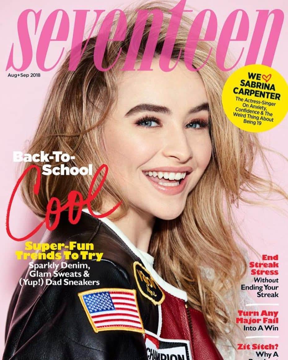 のインスタグラム：「Today’s #famousfriday is also a #tbt from the day @sabrinacarpenter wore our #vansonstar jacket on the cover of the @seventeen magazine #vansonleathers ##leatherjacket #fashiongirl #fashionista #tgif #instacool」