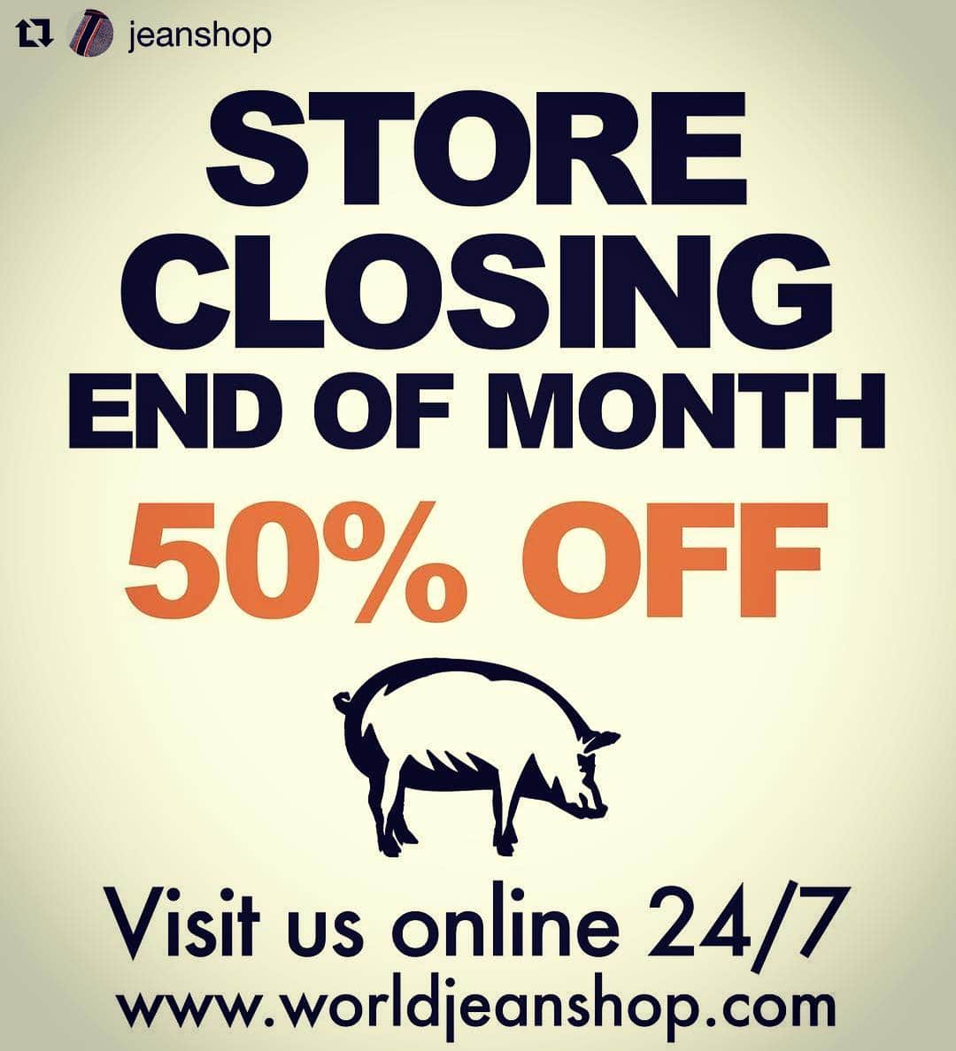 ジーンショップのインスタグラム：「We are changing our business to web only and closing the store in NYC. We are having a big sale in the shop and on line.  Everything is going fast so get shopping tag a friend that needs new jeans. #jeanshop #jeanshopnyc #jeansshoppingonline #selvedgejeans #leatherjackets #belts #bags #indigo #indigolove #motojacket #denimdeals #sale #nycsale #samplesalenyc #samplesale」