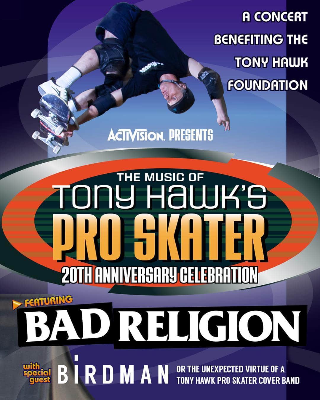 Bad Religionさんのインスタグラム写真 - (Bad ReligionInstagram)「It’s been an honor to be a part of THPS and an even bigger honor to celebrate the 20th anniversary with a benefit concert for the @TonyHawkFoundation. Tickets and info at ticketweb.com - The Observatory North Park in San Diego.」4月13日 7時36分 - badreligionband
