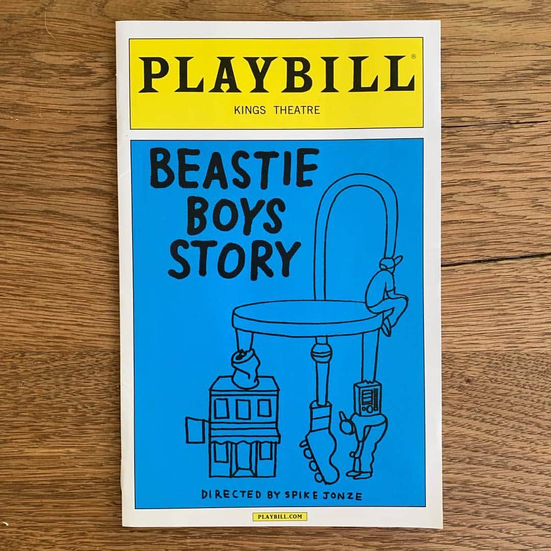 ジェフ・マクフェトリッジのインスタグラム：「Congratulations to the Beastie Boys and Spike Jonze on the play that opened this week in NY! The drawing I did depicts the band as a 3 legged stool held up by ragged talent and purposeful moment driven genius.」