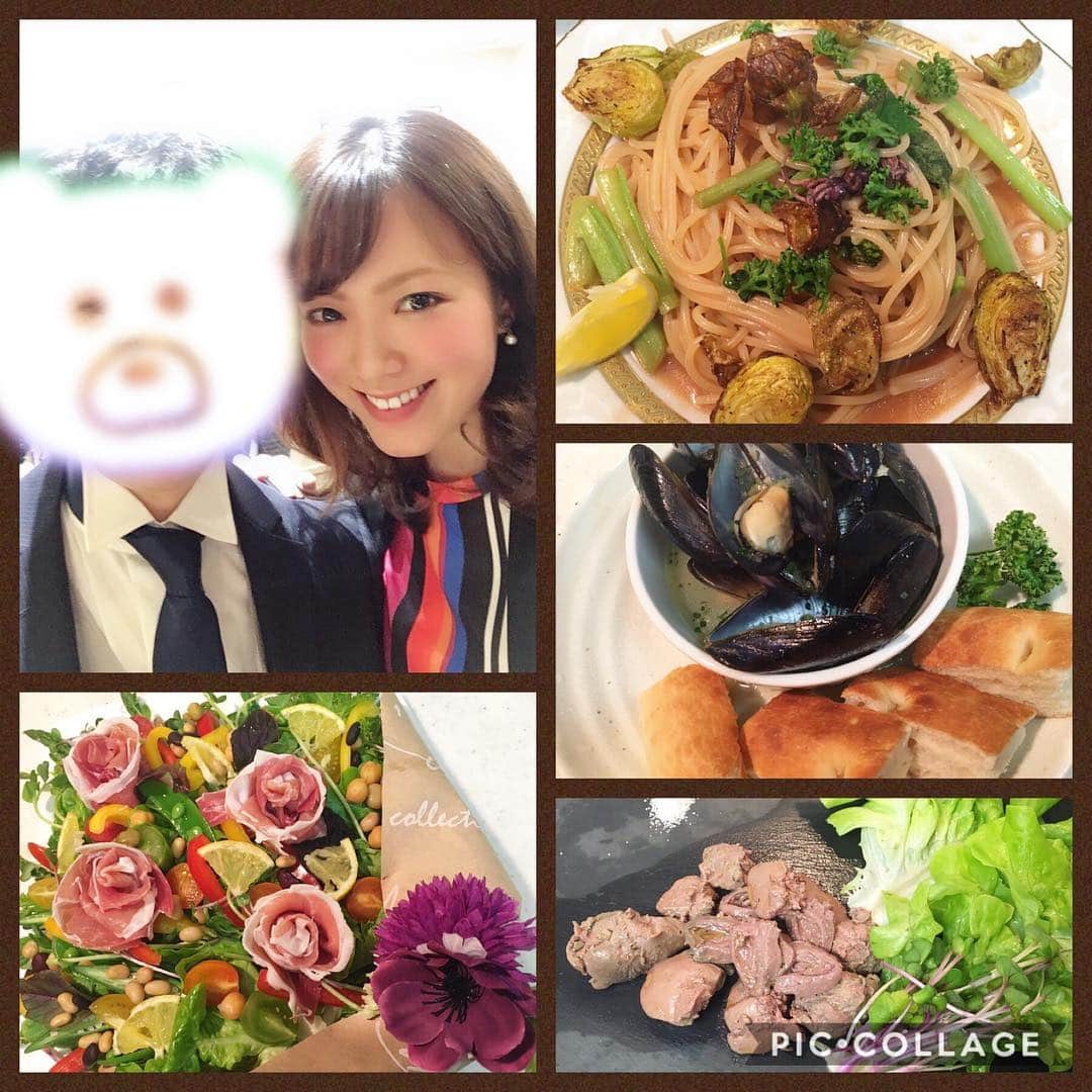 水村真悠子のインスタグラム：「4/13は、結婚記念日&旦那のバースデーでした😉🤞🏼 前日は、お家Dinner🍴. ＊ブーケサラダ ＊広島県産ムール貝の白ワイン蒸し (自家製ブルギニョンバターにフォカッチャ添え) ＊ホタルイカの沖漬けと花わさびのペペロンチーノ ＊低温調理した鳥レバー&ハツ  当日は、お出掛けしてバースデーディナーは、来週改めて💓  女子力高くマメな旦那と ズボラで旦那よりおっさんな嫁 の絶妙なバランスでこれからもいくので、どうぞよろしくお願いします🤪🤲 .  #結婚記念日 #誕生日 #お家ディナー #料理好き #ブーケサラダ #ムール貝 #ブルギニョンバター #エスカルゴバター #低温調理 #絶妙なバランス #年の差夫婦」