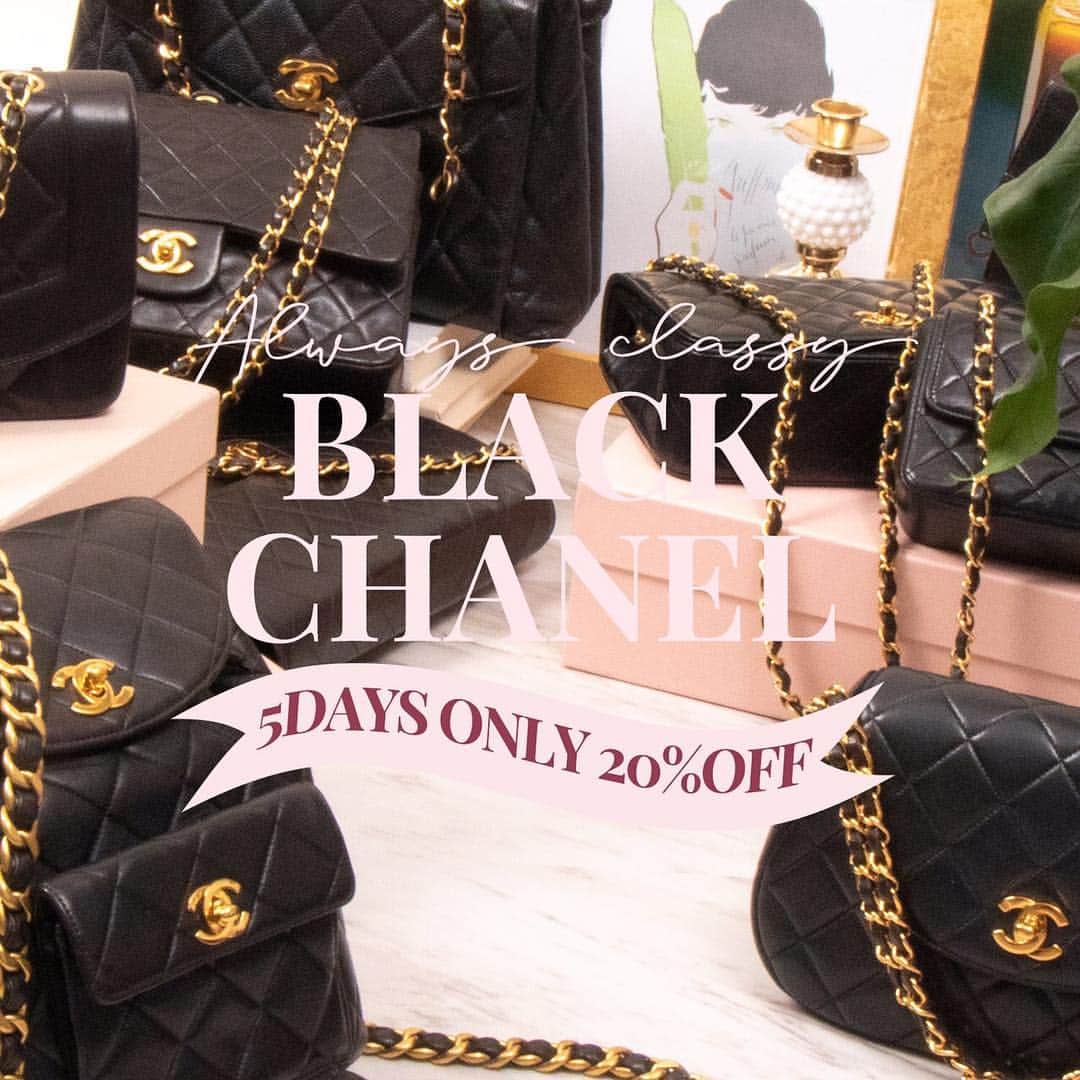 vintage Qooさんのインスタグラム写真 - (vintage QooInstagram)「あと2日！5日間限定！ BLACK CHANEL BAG 20%OFF SALE💛💐 4月15日(月)0:00〜19日(金)23:59 . ※オンラインショップ限定開催 ※当店のヴィンテージの商品はすべて一点物のため、お取り置きなどのご対応はご遠慮させて頂きます。 . D-2 5DAYS ONLY!! BLACK CHANEL BAG 20%OFF SALE  4/15(Mon)0:00〜4/19(Fri)23:59 JST . ※ This offer only applies to the purchase on online store,  it doesn't apply for the purchase instore . ※Other coupons and discounts cannot be used together . ※Items cannot be hold since our items are vintage and one of a kind . #qootokyo #新qoo」4月13日 18時01分 - vintageqoo