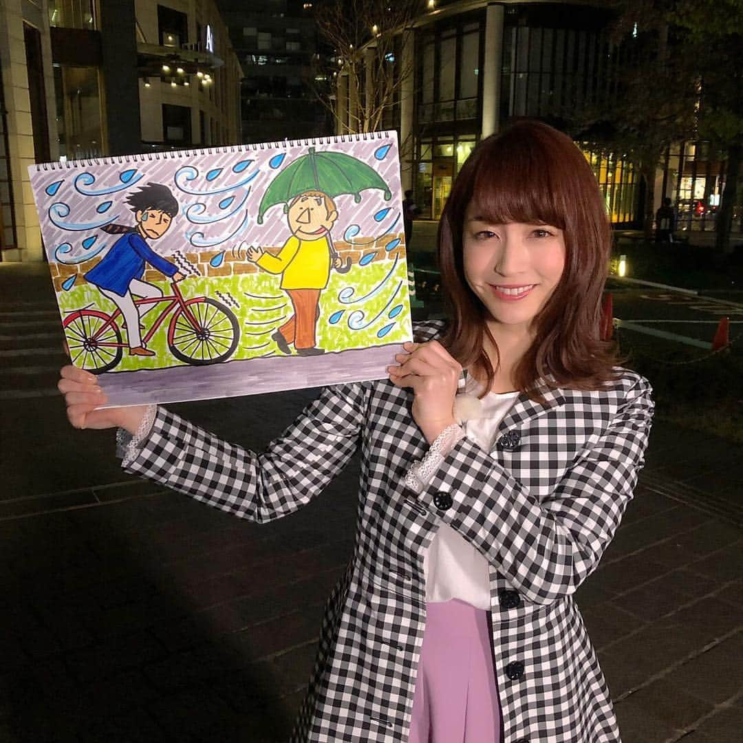 新井恵理那のNキャスさんのインスタグラム写真 - (新井恵理那のNキャスInstagram)「中継・おやすみとイラストを描かない週が続いていたので、なんだか久しぶりでした☆ 日曜、関東では夕方から雨風にご注意を！このたけしさんのように傘を持ってお出かけください〜！ #新井恵理那 #新情報7daysニュースキャスター」4月13日 23時55分 - tbs_7nc