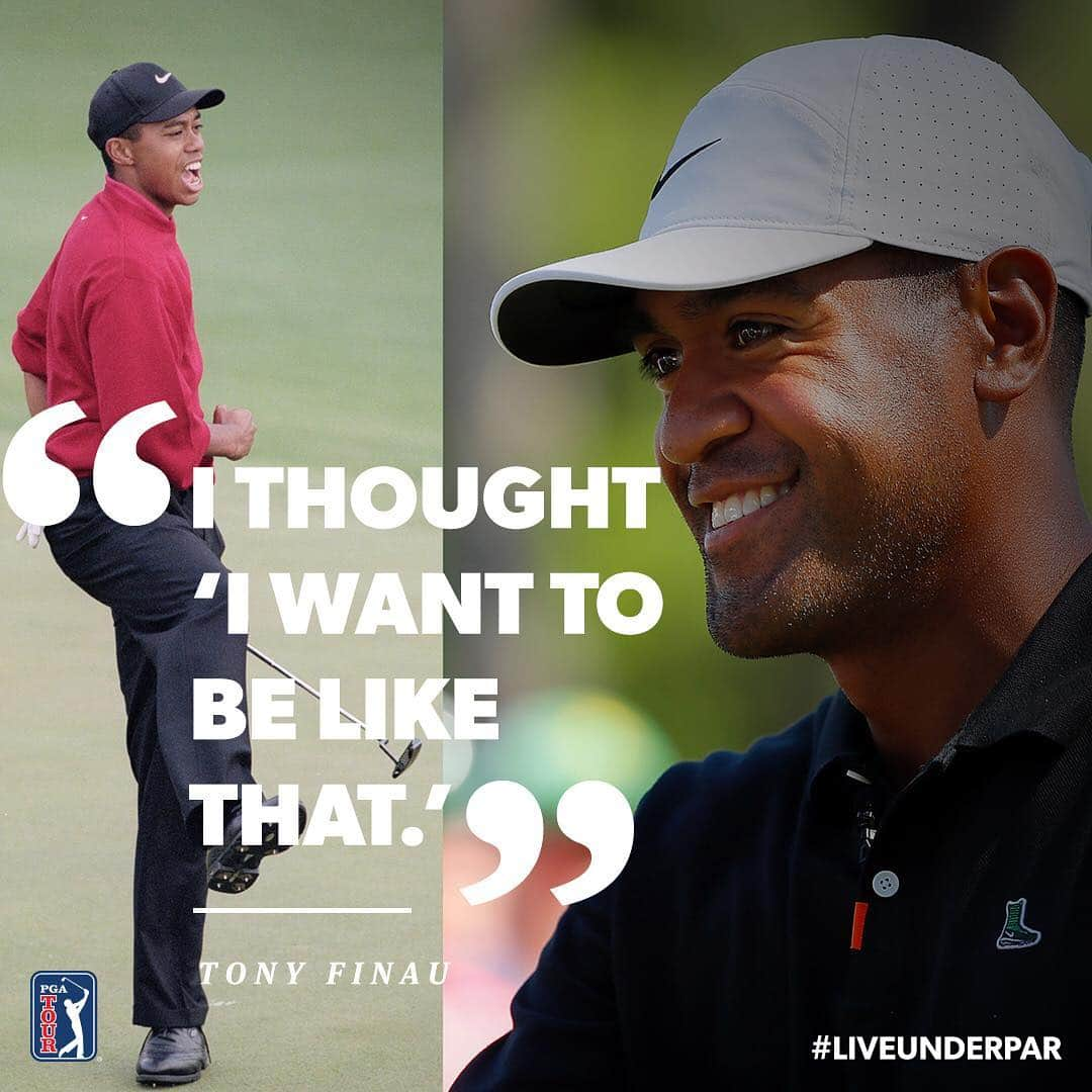 PGA TOURさんのインスタグラム写真 - (PGA TOURInstagram)「The Tiger Effect.  The '97 Masters played a huge role in @TonyFinaugolf's admiration for @TigerWoods.  On Sunday, he will get the chance to play with his idol.  #LiveUnderPar」4月14日 8時10分 - pgatour