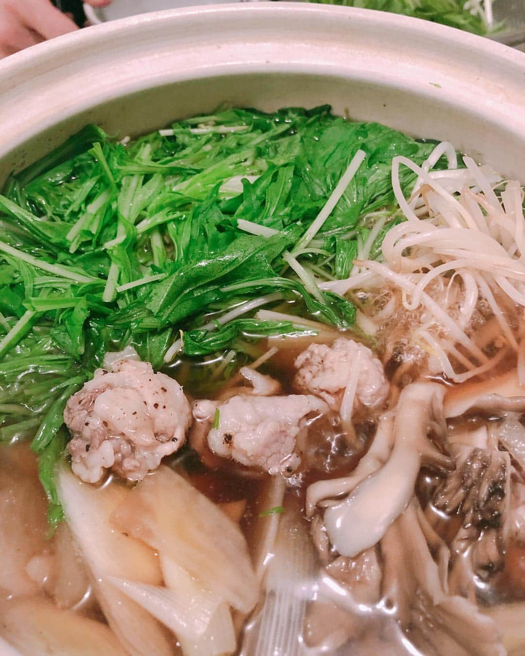 LOVEのインスタグラム：「昨日の千葉県産野菜つかみどり！ 大量の水菜で豚肉団子のコショウ鍋〜  うまうま」