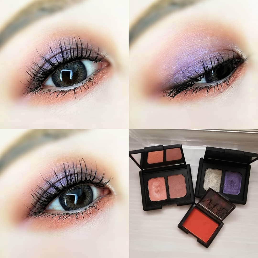 romi699667のインスタグラム：「NARS♥️ 紫あんまり似合わないからピーチオレンジでマイルドにした🍊 #眼影试色  #眼影盒 #眼影 #眼影粉 #아이섀도우 #아이섀도우팔레트 #아이섀도우추천 #아이섀도우덕후 #아이섀도우더블  #셀레피트 #カラコン#コスメ#コーラルメイク#今日のメイク#motd#eotd#アイメイク#今日のアイメイク#アイシャドウ#コスメ#NARS#ナーズ#デパコス#カラーメイク#オレンジメイク #キャンメイク#makeup#instamakeup#beauty#asianmakeup#asianeyes」