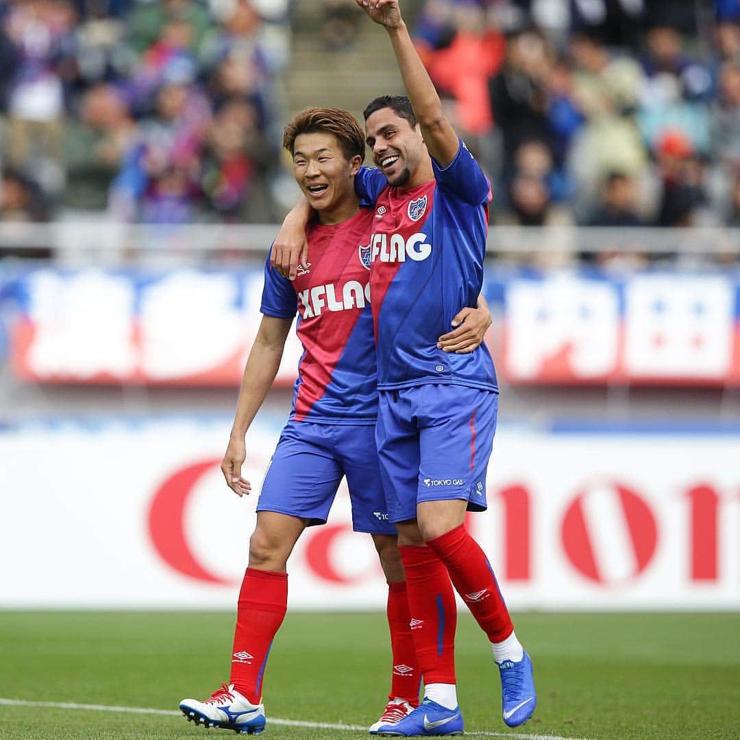 のインスタグラム：「. ＼FC東京の2トップが躍動🤝／ ディエゴ・オリヴェイラは2ゴールの活躍⚽️⚽️ (Photo:J.LEAGUE) . 🏆#明治安田生命J1リーグ 第7節 🆚#FC東京 3-1 #鹿島アントラーズ ⚽️#永井謙佑(5分)、#ディエゴオリヴェイラ(16分,29分)、#レオシルバ(55分) . #soccer #football #jleague #J1 #fctokyo #kashima #kashimaantlers #サッカー #フットボール #Jリーグ #コトシハJガハンパナイ #⚽️」