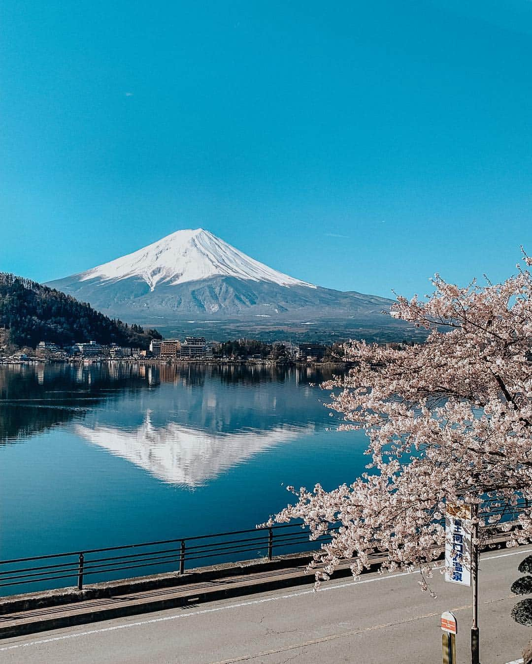 植野有砂さんのインスタグラム写真 - (植野有砂Instagram)「Sharing the good vibe with everyone❤️🗻🌸縁起のいい景色☺️河口湖に恋をしました。 @alisafromtokyo に旅の思い出かなり気まぐれに載せてるから是非見てねん💗 #逆さ富士 #mtfuji」4月14日 16時04分 - alisaueno