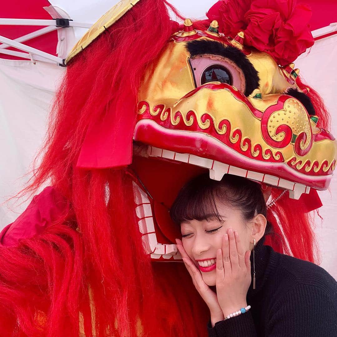 梨衣名さんのインスタグラム写真 - (梨衣名Instagram)「中国の伝統芸能の #獅子舞  で噛んでもらえて  幸運になった🤞  今日たくさん、ファンの方が来てくれたのにチャイナドレスじゃなかったーごめんね🙏  また次の機会が巡り会えますように🦁 幸運レベル上がったから 遠くないはず！  #中国雑技団  #毛が結構剛毛」4月14日 16時58分 - leena3.1415926