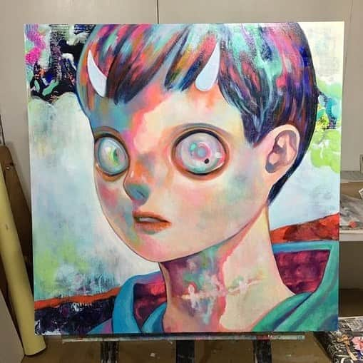 下田ひかりさんのインスタグラム写真 - (下田ひかりInstagram)「Feeing good about this one 😍💓 #hikarishimoda #art #painting #oilpainting #kawaii」4月15日 5時37分 - hikarishimoda