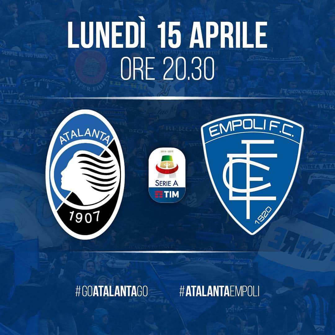 アタランタBCさんのインスタグラム写真 - (アタランタBCInstagram)「Monday night a Bergamo! ⚽️👊 🆚 @empoli_fc_official 🇮🇹 #SerieATIM 📆 #15aprile ⌚️ 20:30 CEST 🏠 Stadio di Bergamo 📲 #AtalantaEmpoli ⚫️🔵 #GoAtalantaGo」4月14日 22時14分 - atalantabc