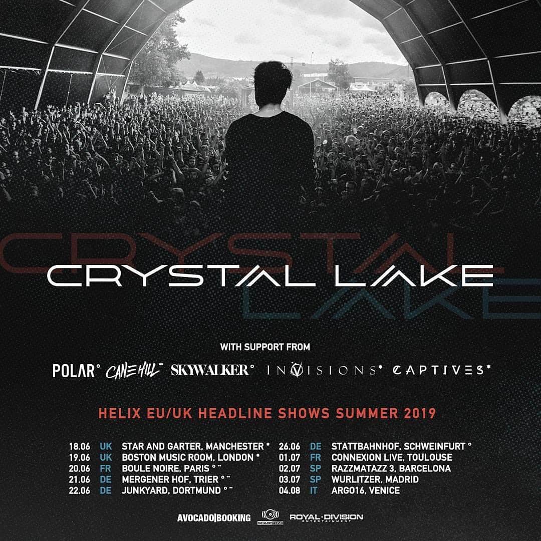 のインスタグラム：「EU/UK HEADLINE SHOW with @polaruk @canehill @skywalkerband @invisions_official and @captives_band. Who’s coming to hang with us?  #CrystalLake #Polar #CaneHill #Skywalker #InVisions #Captives」