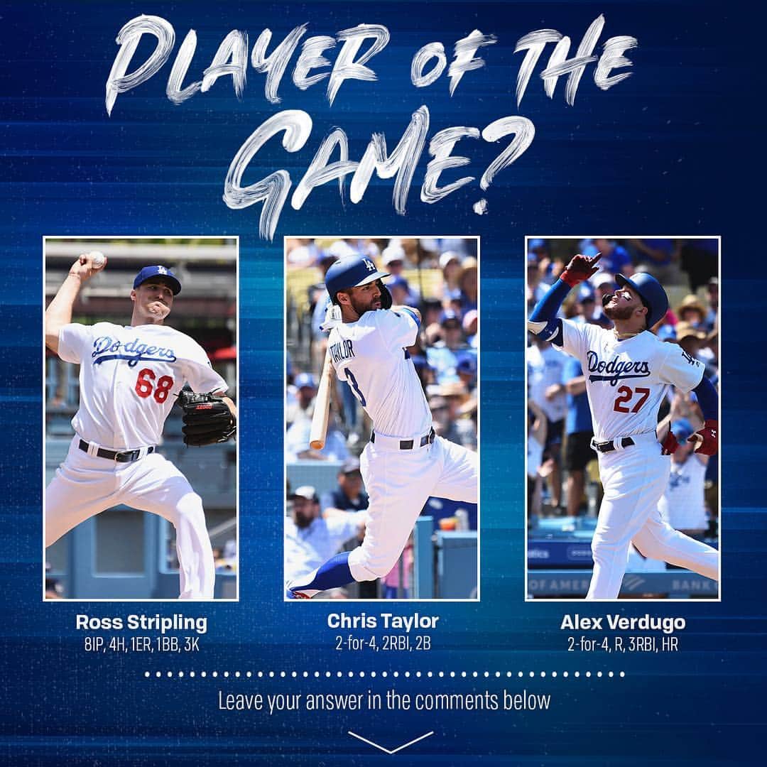 Los Angeles Dodgersさんのインスタグラム写真 - (Los Angeles DodgersInstagram)「Who’s your player of the game?」4月15日 8時18分 - dodgers