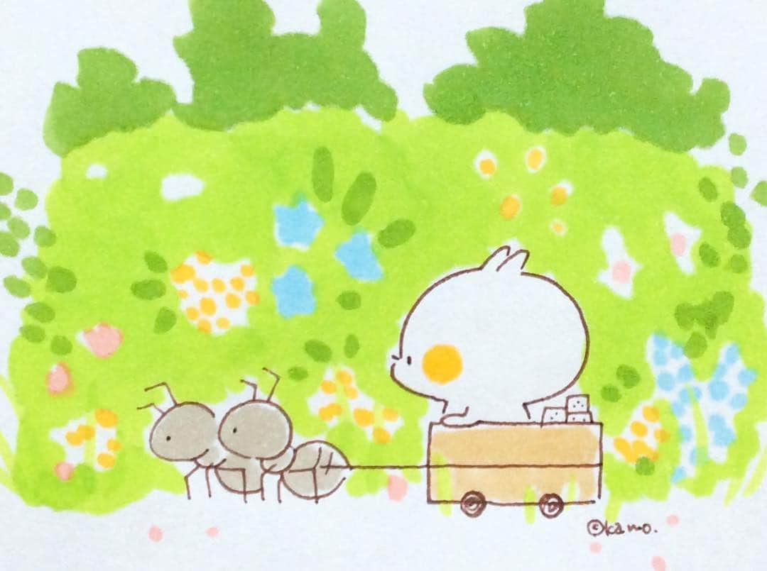 カモさんのインスタグラム写真 - (カモInstagram)「春のお散歩 #お散歩#ありさん#ウサギタケ」4月15日 10時18分 - illustratorkamo