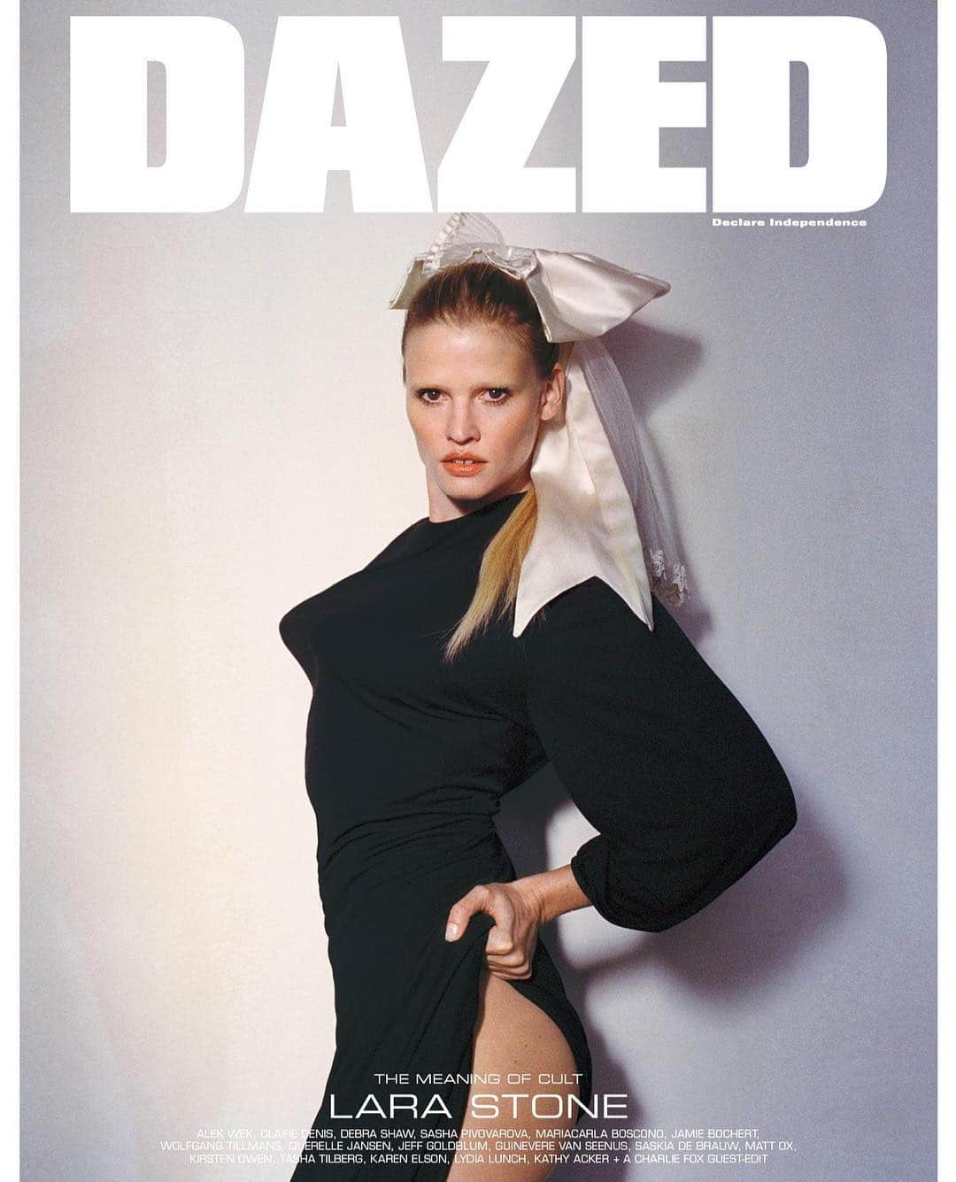 Dazed Magazineさんのインスタグラム写真 - (Dazed MagazineInstagram)「⚡️THE MEANING OF CULT: LARA STONE BY BRIANNA CAPOZZI⚡️⁣⠀ ⁣⠀ What does it mean to have cult appeal? Our new spring/summer 2019 issue unravels this question, bringing together era-defining icons with the essential imagemakers of today. COMING SOON.⁣⠀ ⁣⠀ Photography @briannalcapozzi⁣⠀ Styling @emmawyman⁣⠀ Hair @alexbrownsell⁣⠀ Make up @namiyyy⁣⠀ Set design @patienceharding⁣⠀ Casting @noahtshelley⁣⠀ ⁣⠀ @lara_stone wears viscose dress @dior, bow worn in hair @nationaltheatrecostumehire⁣⠀ ⁣⠀ Taken from the spring/summer 2019 #TheMeaningOfCult issue of #Daze⁣d」4月15日 23時01分 - dazed