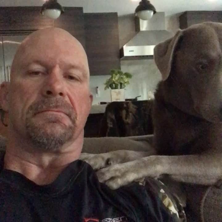 ストーン・コールド・スティーブ・オースチンのインスタグラム：「How I start my day.  Dogs and coffee.  Good morning..」
