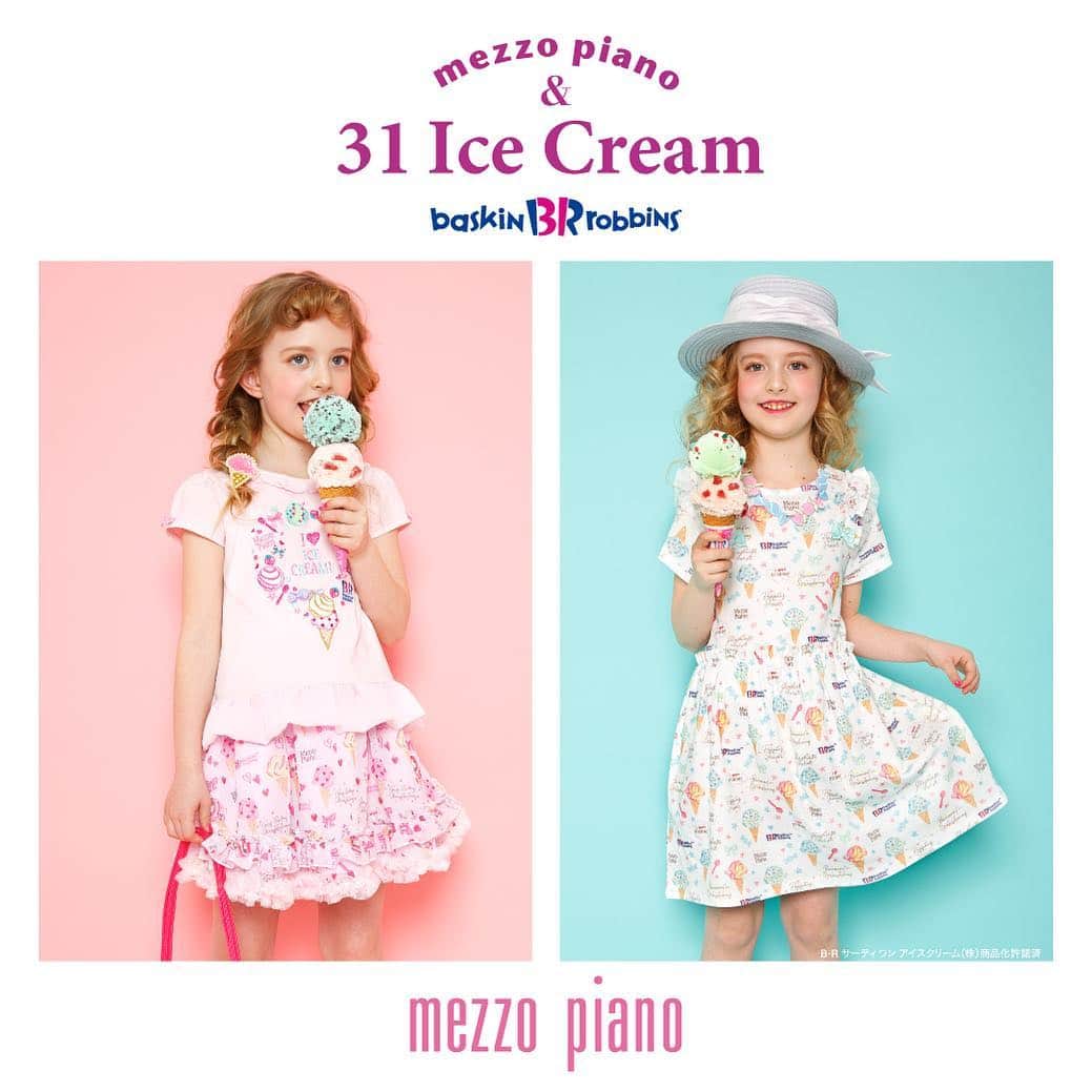 mezzo pianoさんのインスタグラム写真 - (mezzo pianoInstagram)「. ❤︎Special Collaboration Ite❤︎﻿ mezzo piano & 31 Ice Cream﻿ ﻿ 昨年ご好評いただきました﻿ サーティワン アイスクリームとの﻿ コラボレーションアイテムが﻿ 今年の夏も登場♡﻿ ﻿ 全国の「メゾ ピアノ」ショップ、 オンラインショップにて発売。﻿ ポッピングシャワー、ベリーベリーストロベリーなどの人気のフレーバーアートにリボンやフリルをあしらったポップでスウィートなコレクションは 「メゾ ピアノ」の世界観にピッタリ❤︎﻿ ﻿ （左）﻿ ■Tシャツ ¥9,612﻿ ■スカート¥11,664﻿ ﻿ （右）﻿ ■ワンピース¥9,612﻿ ﻿ B-R サーティワン アイスクリーム﻿ （株）商品化承諾済﻿ ﻿ ﻿ ●発売日：4月26日（金）よりメゾ ピアノショップ/ NARUMIYAONLINEで発売スタート予定。 ﻿ ﻿ ●ウエア展開サイズ：80cm～140cm﻿ （一部展開サイズが異なるアイテムや新生児サイズがございます。）﻿ ﻿ ●「mezzo piano & 31 Ice Cream」アイテムを﻿ web catalogにて掲載中。﻿ @mezzopiano_official﻿  プロフィール画面掲載のURLより﻿ご覧頂けます。﻿ ﻿ ﻿ #サーティワンメゾピアノコラボ ﻿ #サーティワンコラボ﻿ #サーティワンアイスクリーム﻿ #サーティワンアイス﻿ #アイスクリーム﻿ #mezzopiano #メゾピアノ﻿ ﻿ #summercollection #夏コレクション﻿﻿﻿﻿﻿﻿﻿﻿﻿﻿﻿﻿﻿#夏物#新作  #プリセス#女の子のママ #女の子ママとつながりたい #可愛い #女の子 #ピンク好き #ピンク＃ママスタグラム﻿#ママ撮 #インスタベイビー#ベビスタグラ#kidsfashion #kidswear ﻿ #pink #粉红色 #こども #子供服 #kidswear  #キッズファション #kidsfashion #ig_japan #ig_kids ﻿﻿﻿﻿﻿﻿」4月15日 15時18分 - mezzopiano_official