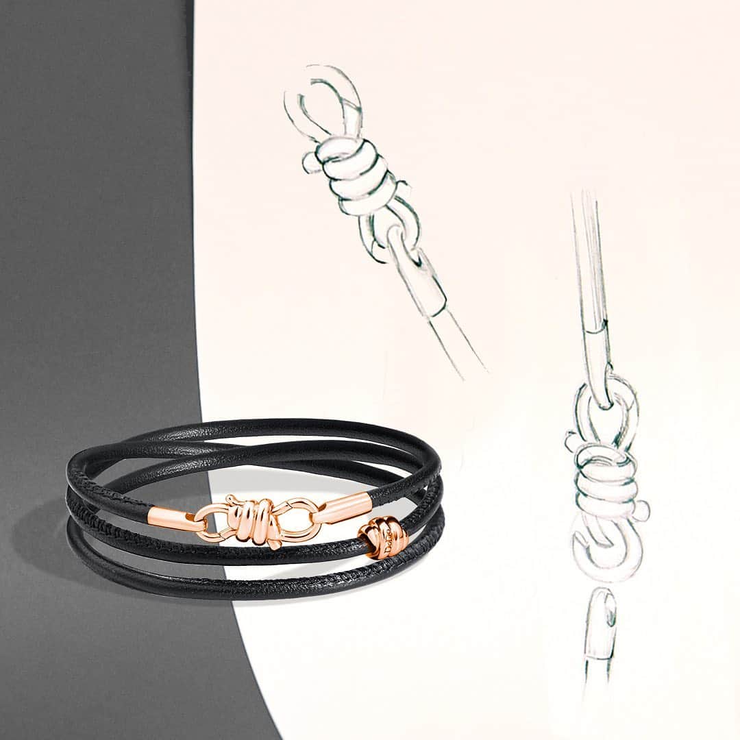 ドドさんのインスタグラム写真 - (ドドInstagram)「Three loops of luscious leather crowned by a rose gold knot: it's the new Nodo bracelet. Tie it around what's dear to you and choose among the different colors in store and on dodo.it #dodojewels #dodocharm #nodocollection #knot #bracelet」4月15日 20時11分 - dodojewels