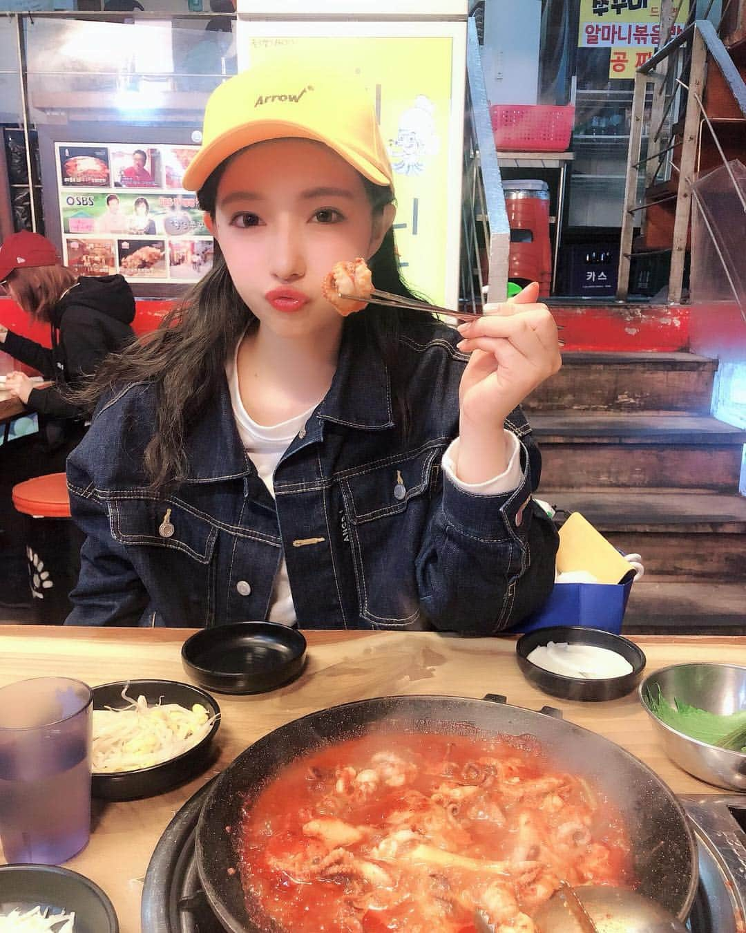 村瀬紗英さんのインスタグラム写真 - (村瀬紗英Instagram)「#dailylook . 첫 쭈꾸미 🥺✨ 😝💦🐙🌶🔥🔥 . #맛있다 ~♡♡」4月15日 22時38分 - saepiiii.m