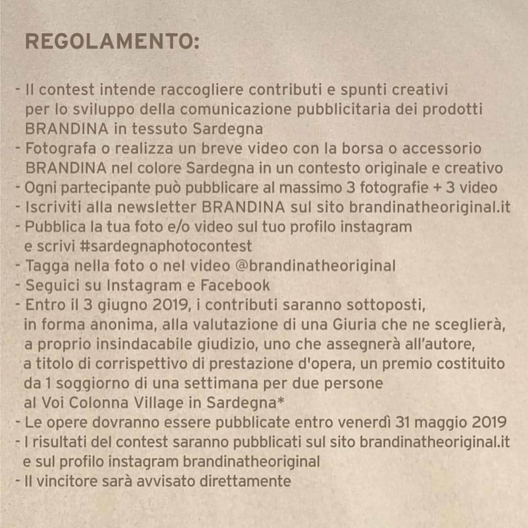 ブランディーナさんのインスタグラム写真 - (ブランディーナInstagram)「WATERVIEW SARDEGNA - SARDEGNA PHOTO/VIDEO CONTEST 📸 Partecipa al nuovo contest Brandina.  Fotografa o realizza un breve video con la borsa o accessorio BRANDINA nel colore Sardegna in un contesto originale e creativo e potrai vincere una vacanza  per due persone in Sardegna. Scopri il regolamento completo nel link in bio ⬆️ @alpitour_world @voi_hotels  #travelstories #passionpassport #travelgo #wanderlust #mytravelgram #lifeintravel #igtravel #vacaymode #traveltips #travelfriendly #wheretonext #ViaggiareSempre #WeAreFamily #FamilyTime #Ig_Italy, #igersitalia #instaitalia #yallersitalia #bellaitalia #contest #giveaways #giveawaycontest #win #concorso #sardegna #sardinia #sea #sardegnaofficial #italia」4月16日 2時26分 - brandinatheoriginal