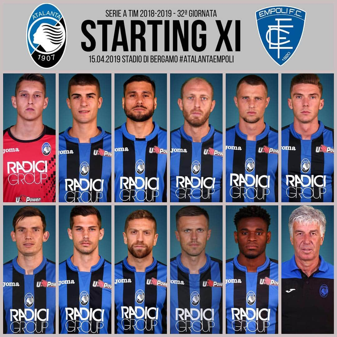 アタランタBCさんのインスタグラム写真 - (アタランタBCInstagram)「#AtalantaEmpoli ecco il nostro XI titolare 💪🏻 #GoAtalantaGo ⚫️🔵」4月16日 2時46分 - atalantabc