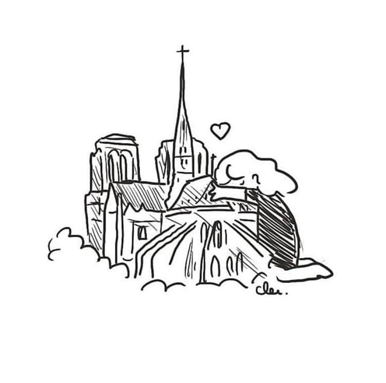 My Little Parisさんのインスタグラム写真 - (My Little ParisInstagram)「Notre Drame de Paris Illustration @clementinelatron」4月16日 4時19分 - mylittleparis
