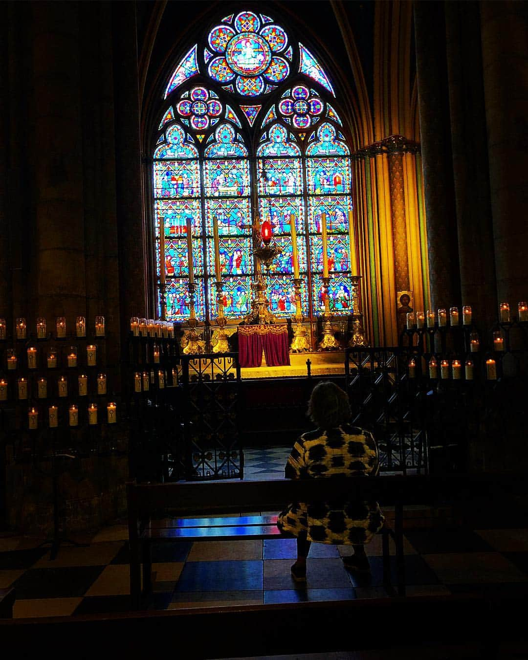 ラファエル・スバージさんのインスタグラム写真 - (ラファエル・スバージInstagram)「Please pray for #notredame  now in flames and facing a very rough road ahead.  My heart breaks to think of even a single part of this structure being damaged or affected by this tragedy.  I was there just a week ago and took so many photos of the interior, because as with any great cathedral of this size and magnitude it’s impossible to capture with any one shot, any one angle. Everywhere you look, in every direction, it takes your breath away— up, down, from every corner, this is a masterpiece, the purest expression of spirit on a physical plane. We are reminded of other worlds as we stand under the stained glass, with colors seen no where else in history.  Notre Dam is a place to commune with the highest expression of “God” as expressed through architecture, and as a result we are elevated by its very presence.  To the people of #France, of #Paris and all citizens of the world, this is a heartbreaking moment. Let us pray for this mighty treasure, this manifestation of spirit in the form of a cathedral. We send you love and our hearts embrace. 🙏🙏」4月16日 5時12分 - raphaelsbarge