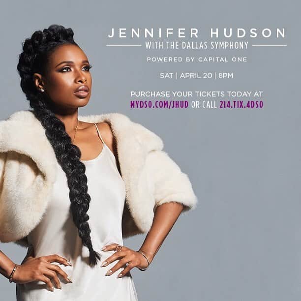 ジェニファー・ハドソンのインスタグラム：「You’ve  got one night only . Catch me live in Dallas  W/ the @dallassymphony #DSO at the  @solunafestival . Purchase your tickets today. (Info in the photo. )  This Sat April 20 @ 8PM . See you there 💜」