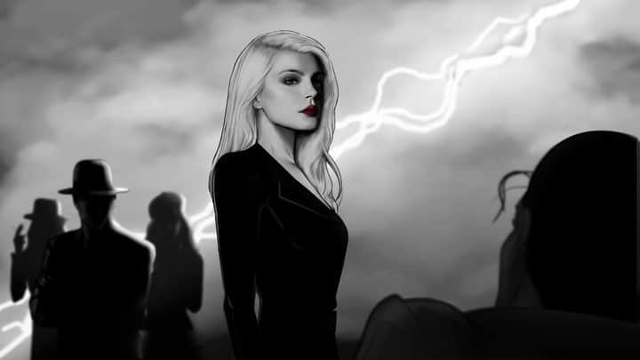 ジェシカ・スタムのインスタグラム：「I’ve been working on a top secret, animation project with @oceanparkpictures for the past 3 years and it’s finally done! 🔥🔥 @chaneliman @hoskelsa @nadineleopold @nolanfunk @oceanparkpictures @lisamariebenson  #IMG #IMGmodels #IMGstars #BurningBright #OceanParkPictures #FilmNoir #OldHollywoodGlam #Gangster #Animation #Premiere」