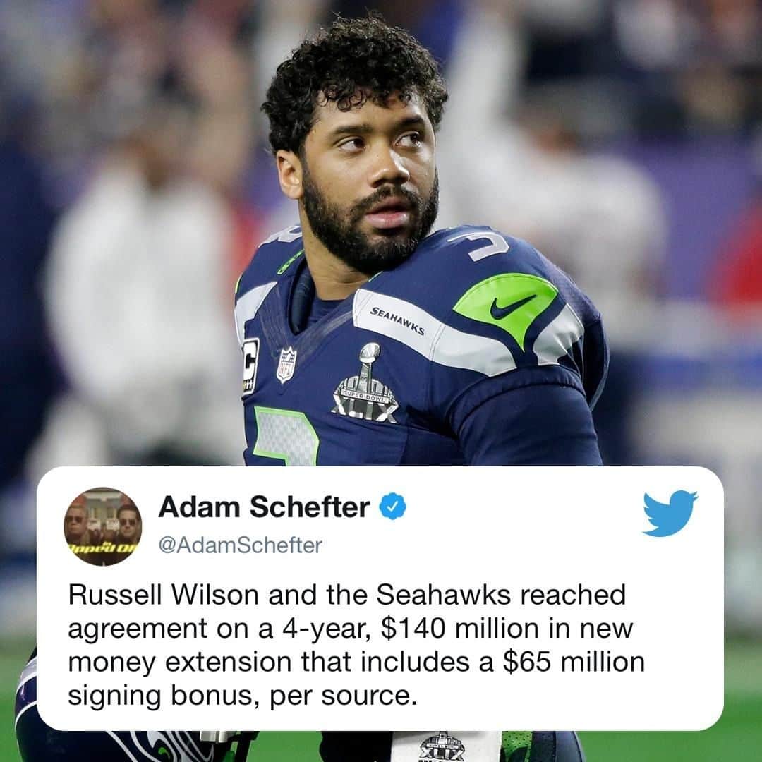espnさんのインスタグラム写真 - (espnInstagram)「Russell Wilson just became the highest-paid player in the NFL, per @AdamSchefter.」4月16日 17時45分 - espn