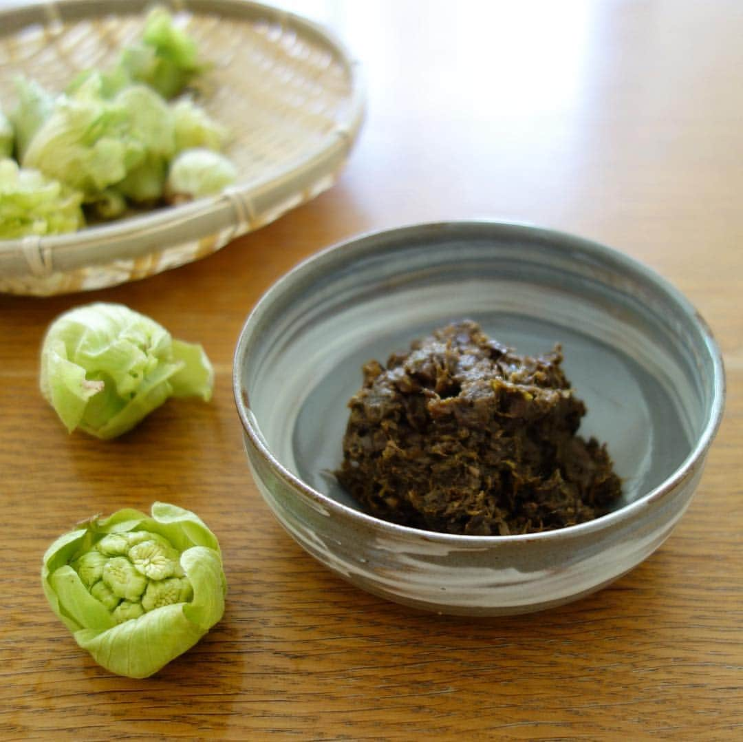 近藤しづかさんのインスタグラム写真 - (近藤しづかInstagram)「蕗味噌 春一番早く芽を出す野草 肝臓、胃腸によく、春に食べると胃腸の働きを助け毒出しをして体の老廃物を出す手助けをしてくれます🌱 . あたたかいごはんと 食べるのが何よりのご馳走 少しほろ苦いのが美味しいのは カラダもそれを求めているのを 感じます✨ . Butterbur sprout has a little bitter taste which clean and detox your body. I mixed with miso paste, this really goes well with rice!! 🍚It is a typical wild spring vegetable in Japan🌱 . #ふきのとう #野草 #山菜 #蕗味噌 #春野菜 #春 #デトックス #毒出し #老廃物 #胃腸 #肝臓 #ごちそう #地味ごはん #しづか御膳 #butterbursprout #ediblewildplants #butterbur #miso #detox #cleanse #detoxfood #beauty #healthy」4月16日 13時43分 - shizuka_kondo