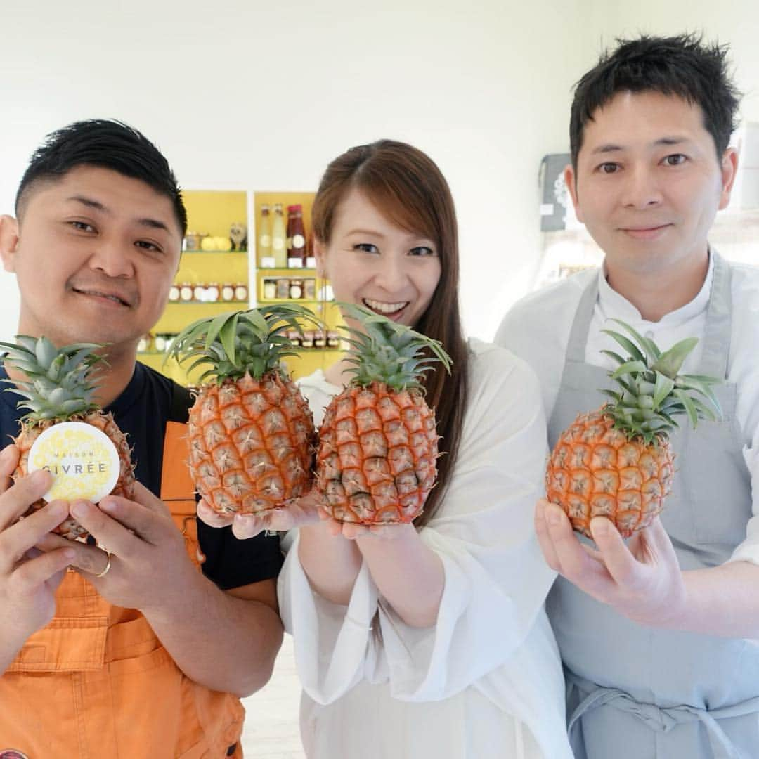 里井真由美さんのインスタグラム写真 - (里井真由美Instagram)「パイナップルのアイスケーキ！沖縄 西表島(いりおもてじま)アララガマ農園さんの「ピーチパイン」が使われてます。初夏の新作が予約販売開始してまーす💚💖 ・ ・ 人気パティスリー @maison.givree メゾンジブレーの @hiroyuki_emori 江森シェフが、 ココナッツや南国フルーツでピニャコラーダ風でリース型のアイスケーキに仕上げて下さいました🍍🍍🍍 ・ ・ →2枚め)ピーチパインは、手のひらに収まるくらいの小ぶりなサイズ →3枚め動画) パカッと切ったらジュースがほとばしるよう😆❤️ ・ ・ ピーチパインの糖度は 何と21度‼️ ・ 通常のパインは15度もあれば甘いのに、いや、ほんと甘くて美味しいーー💓💓💓 ・ ・ 4/15から予約開始され、通常サイズの2倍の大きなリースも特注できますよ ・ ・ シェフの初夏の新作、盛りだくさん出揃っているのでまた更新しますね♥️ ・ ・ #アララガマ農園 #アララガマ#ピーチパイン#西表島#メゾンジブレー #1級フードアナリスト里井真由美 #ありが糖運動#ありが糖#アイスケーキ#アントルメグラッセ#さといいね#里井真由美」4月16日 16時23分 - mayumi.satoi