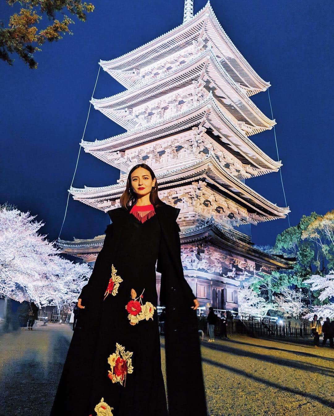 エリーローズさんのインスタグラム写真 - (エリーローズInstagram)「BLESSED IN KYOTO  京都の夜桜に圧巻🌸🏯🌸 #東寺 #ラスボス感」4月16日 17時14分 - ellirose