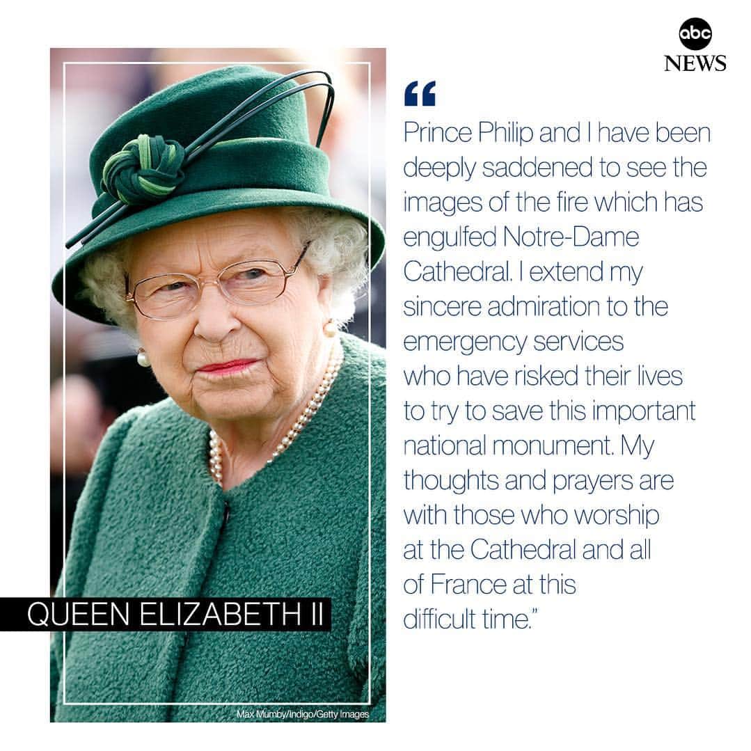 ABC Newsさんのインスタグラム写真 - (ABC NewsInstagram)「"My thoughts and prayers are with those who worship at the Cathedral and all of France at this difficult time": Queen Elizabeth says she has been "deeply saddened" to see images of Notre Dame fire. #notredame #queenelizabeth #royalfamily #britishmonarchy #paris #fire #cathedral」4月16日 19時28分 - abcnews